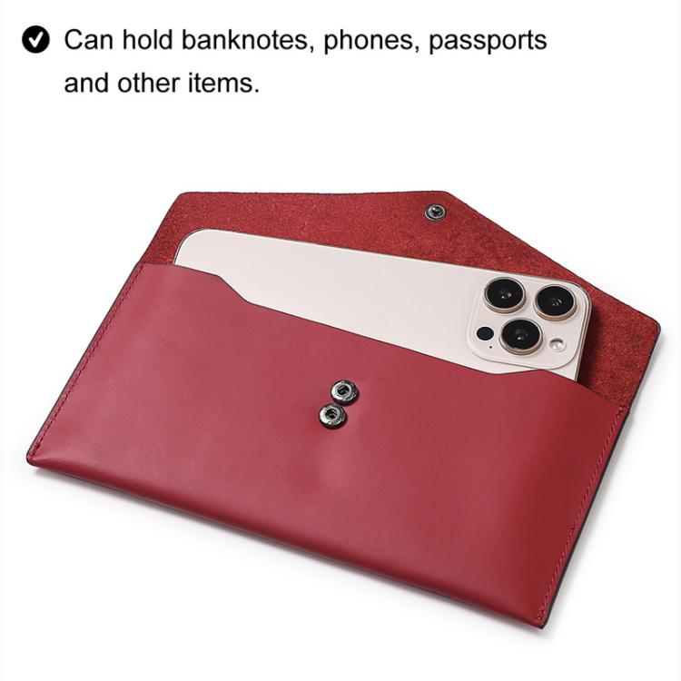 HUMERPAUL HU112 Leather Passport Pouch EnvelopeStyle Business Card Holder