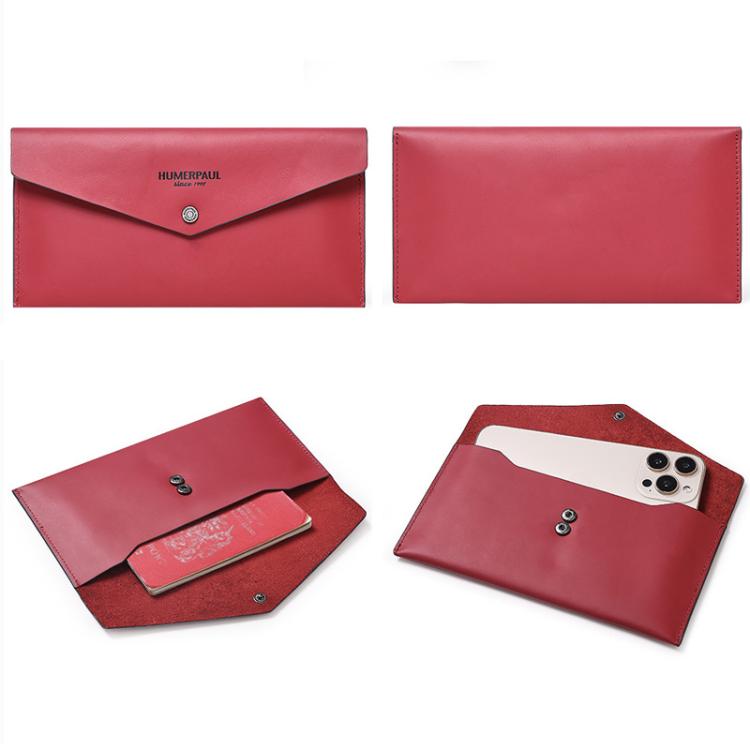 HUMERPAUL HU112 Leather Passport Pouch EnvelopeStyle Business Card Holder