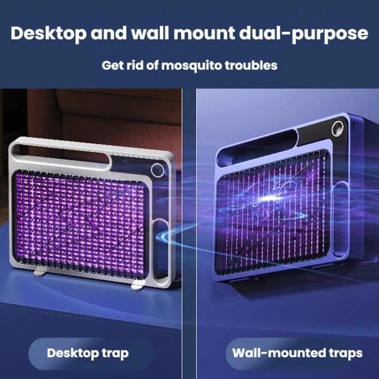 Electric mosquito trap in blue and white, shown for desktop or wall-mounted use