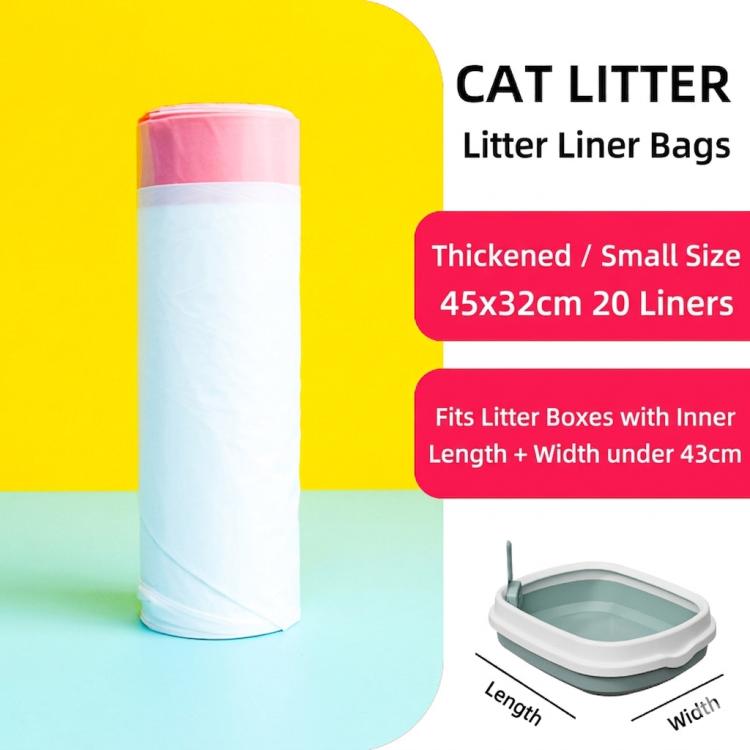 White cat litter liner bag roll with pink top lid