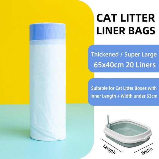 Drawstring Cat Litter Box Liners Kitty Litter Bags Scratch-Resistant Waste Bags With Easy-Pull Handles, 20 Counts 45x32cm, 20 Counts 55x30cm, 20 Counts 65x40cm, 20 Counts 69x40cm, 10 Counts 74x45cm, 10 Counts 79x45cm, 10 Counts 84x45cm