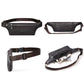 Men's leather waist bag with multiple views and crossbody strap, front zip compartment