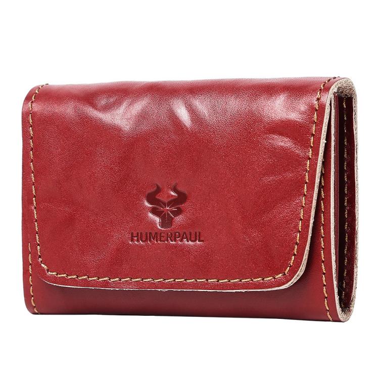 HUMERPAUL HU115 Hand-embossed Vegetable Tanned Leather Credit Card Wallet Coin Pouch
