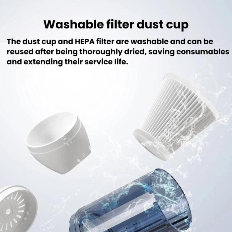 Washable filter dust cup and HEPA filter for handheld vacuum cleaner