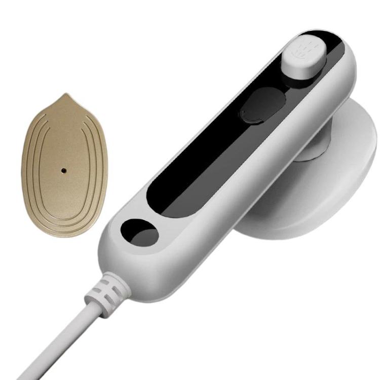 White portable garment steamer with nozzle tip and small control buttons