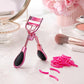 Pink eyelash curler refill pads with eyelash curler, curved rubber inserts