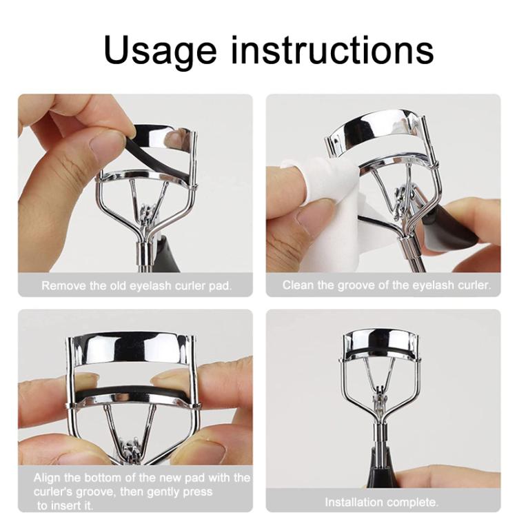 Eyelash curler refill pad set with rubber replacement pads for eyelash curlers