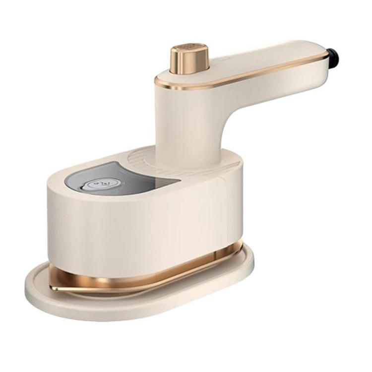 White handheld garment steamer with steam nozzle and control panel on base
