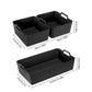 Black silicone air fryer liner trays set with ridged base and size labels