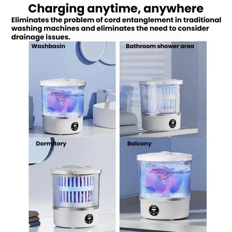 Portable mini washing machine with clear drum and compact design for indoor use
