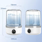 Mini portable washing machine with clear top and white body, front view with dimensions
