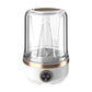 Front-facing white portable mini washing machine with clear dome lid and gold base ring