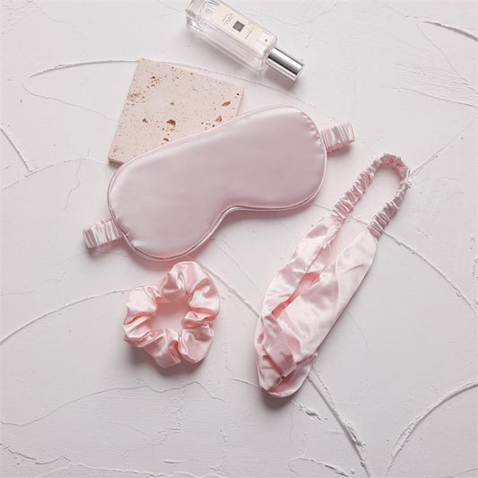 Imitation Silk Satin Sleep Mask Set 3-Piece Night Sleep Set with Eye Mask, Elastic Headband, and Hair Scrunchie