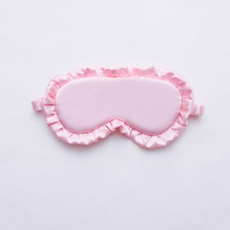 Faux Silk Satin Sleep Mask with Ruffle Edge Soft Breathable Eye Mask Light Blocking Blindfold with Elastic Strap