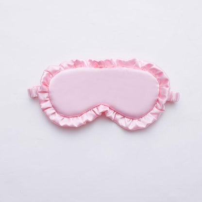 Faux Silk Satin Sleep Mask with Ruffle Edge Soft Breathable Eye Mask Light Blocking Blindfold with Elastic Strap