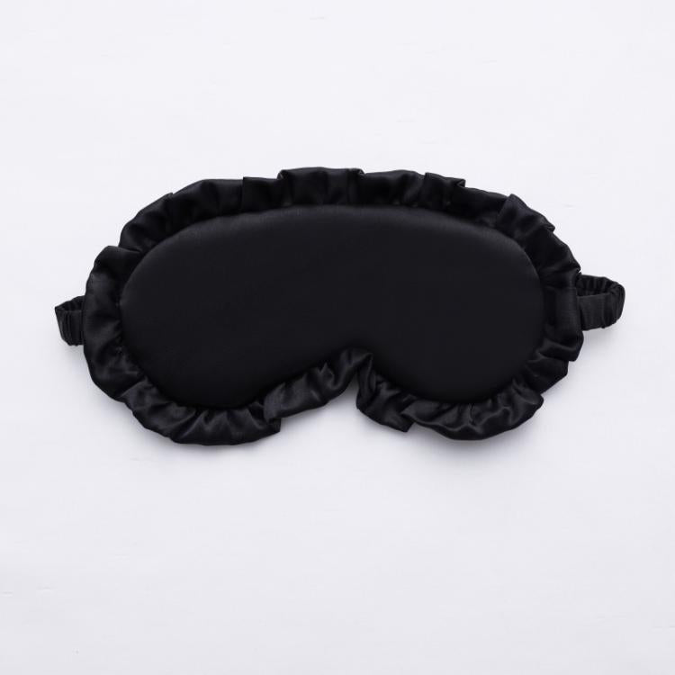 Faux Silk Satin Sleep Mask with Ruffle Edge Soft Breathable Eye Mask Light Blocking Blindfold with Elastic Strap