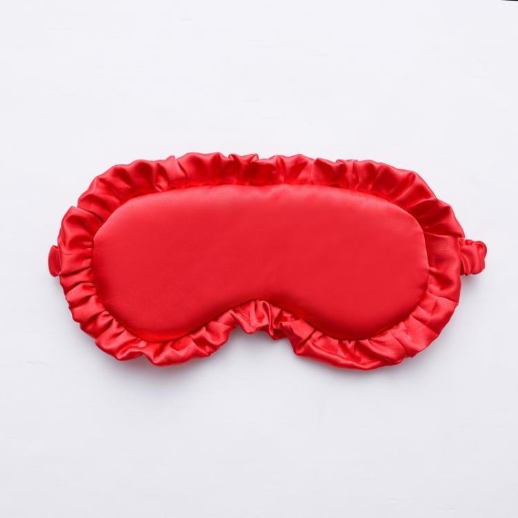 Faux Silk Satin Sleep Mask with Ruffle Edge Soft Breathable Eye Mask Light Blocking Blindfold with Elastic Strap