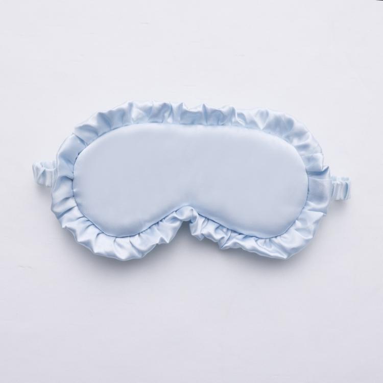 Faux Silk Satin Sleep Mask with Ruffle Edge Soft Breathable Eye Mask Light Blocking Blindfold with Elastic Strap