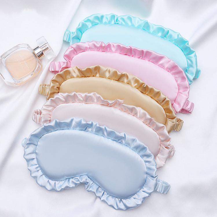 Faux Silk Satin Sleep Mask with Ruffle Edge Soft Breathable Eye Mask Light Blocking Blindfold with Elastic Strap