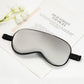 Silver gray silk sleep mask with adjustable buckle and latex strap