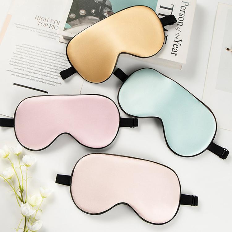 Set of three silk sleep masks with adjustable buckles: pink, light blue, champagne gold