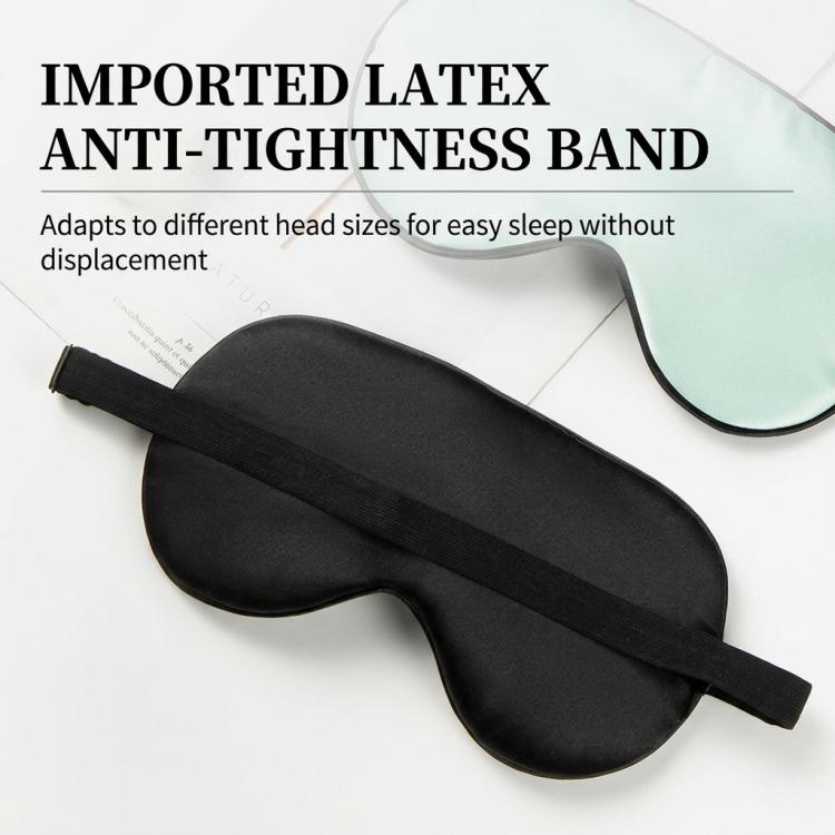 Black light-blocking silk sleep eye mask with attached elastic strap