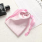 Small satin drawstring jewelry pouch, light pink satin with ribbon ties