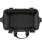Open tool storage bag showing black interior lining and inner compartments