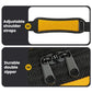 Yellow and black tool storage bag with adjustable shoulder strap and double zipper pulls