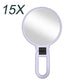 15x magnifying makeup mirror with handle, purple round lens and black clamp base