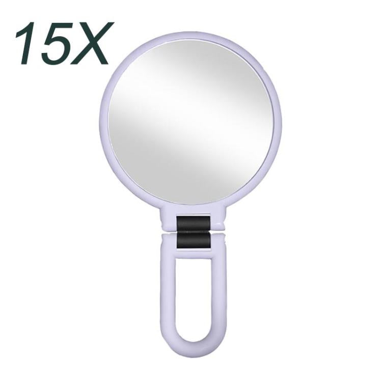 15x magnifying makeup mirror with handle, purple round lens and black clamp base
