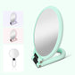 Mint folding magnifying vanity mirror with round glass and pedestal stand
