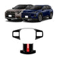 Steering wheel adjustment button trim cover insert with red stripe