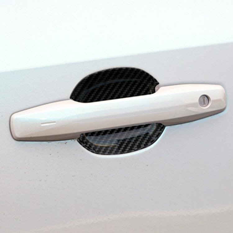 Carbon fiber anti-scratch door cup protector sticker on car door handle area