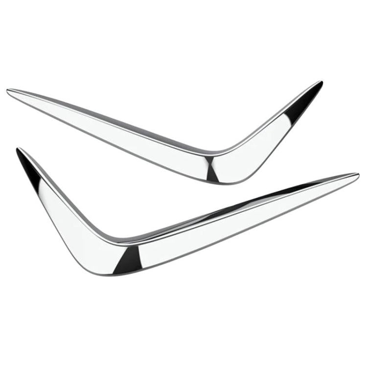 Chrome anti-collision bumper trim decal, long curved strip with pointed ends
