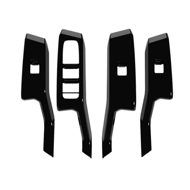 Set of four black window switch panel trim stickers with cutouts