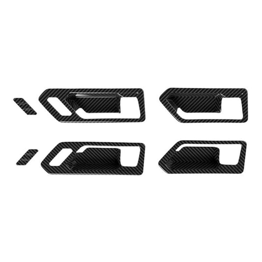 Set of 6 inner door handle decorative covers with black carbon-fiber texture
