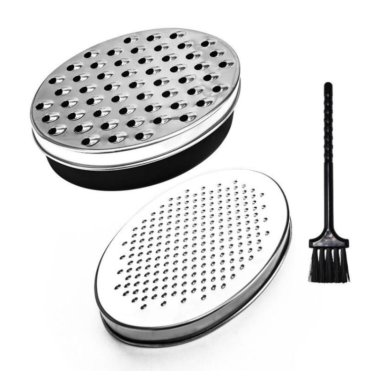 LsCook Kitchen Stainless Steel Grater Multi-Functional Vegetable Slicer with Storage Container, Black Container+2 Grating Discs+Brush