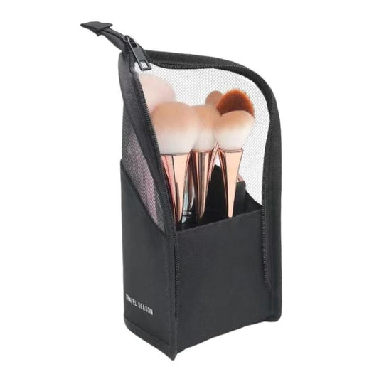 Large Capacity Mesh Portable Cosmetic Bag For Eyebrow Pencils, Lipsticks & Makeup Brushes