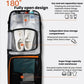 Open rolling backpack with shoe storage compartment and separate dry/wet organization layer