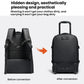Convertible travel backpack with backpack straps and upright rolling frame