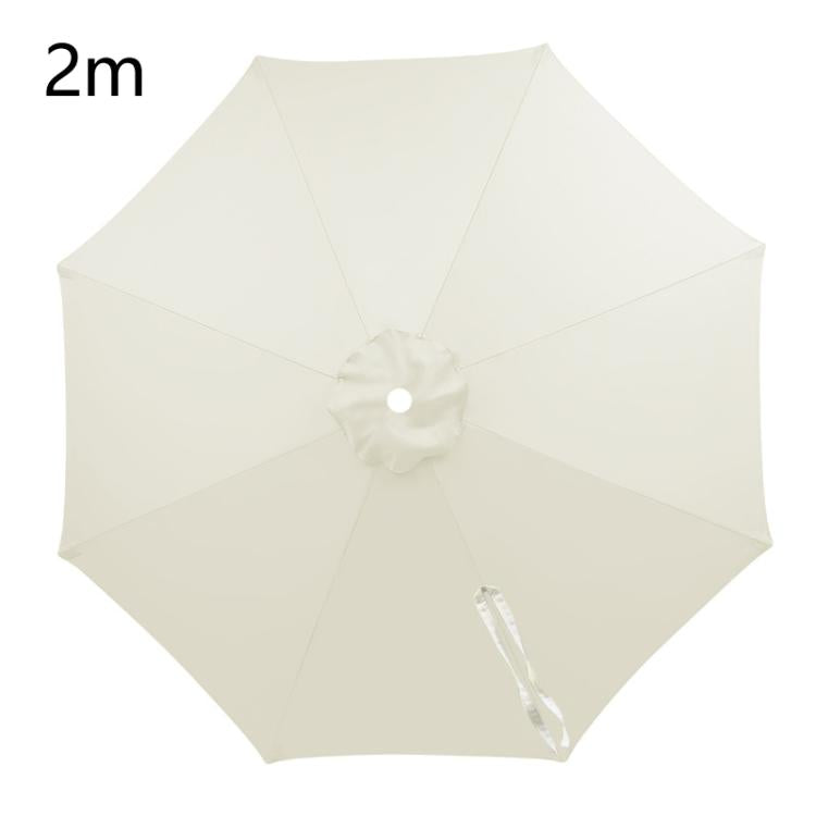 White umbrella replacement canopy, 2m, with center button and hanging strap.