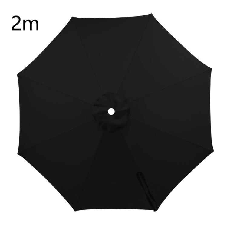 Black umbrella replacement canopy, 2m, with center button and side vent panel.