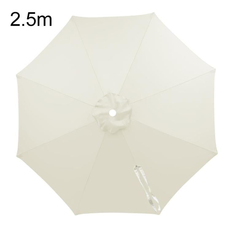 White umbrella replacement canopy, 2.5m, with center button and hanging strap.