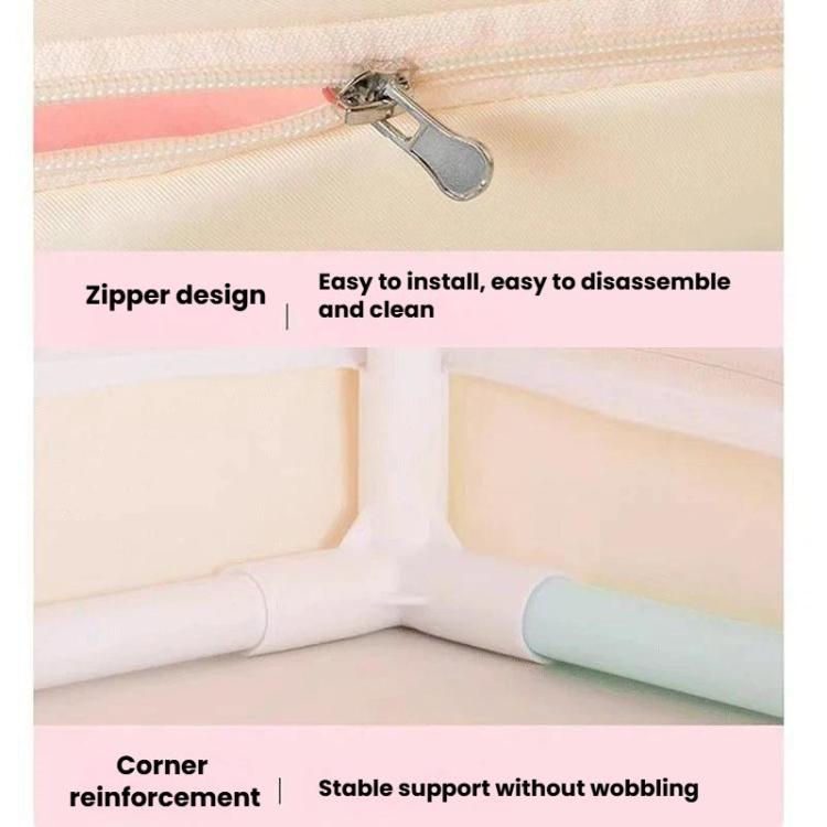 Kids play tent zipper and corner reinforcement detail with stable seam and support structure