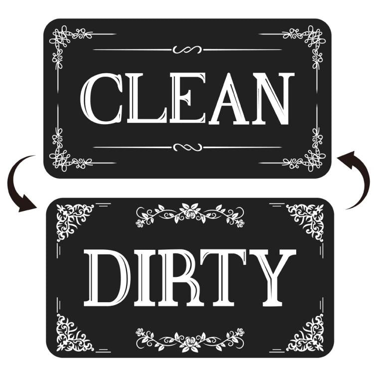 Square double-sided Clean and Dirty magnet with white decorative border