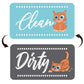 Square double-sided magnet with cat graphics for “Clean” and “Dirty”