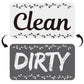 Square double-sided Clean and Dirty magnet with small floral accents