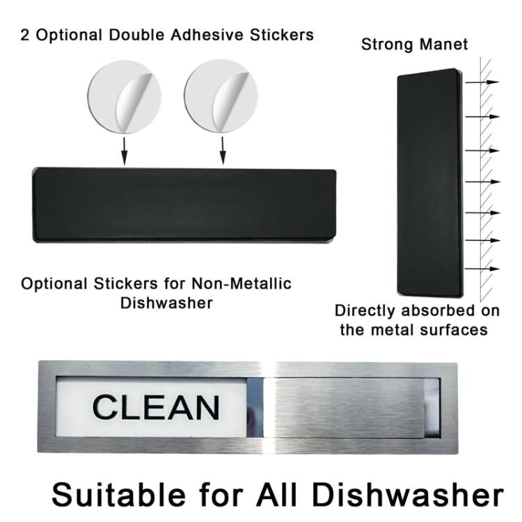 Black clean/dirty dishwasher magnet sign with CLEAN window and double-adhesive stickers