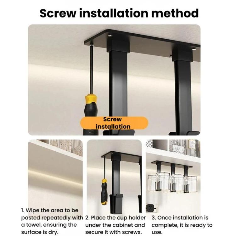 Wine Cabinet Hanging Cup Rack Upside Down Beer Glass Holder, 2pcs, 4pcs